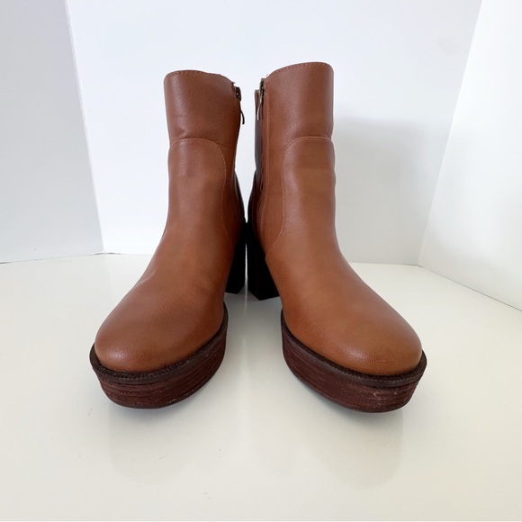 House Of Harlow 1960 Festival Boots Platform Tall Block Heel Boho 8 Cognac - Picture 3 of 9